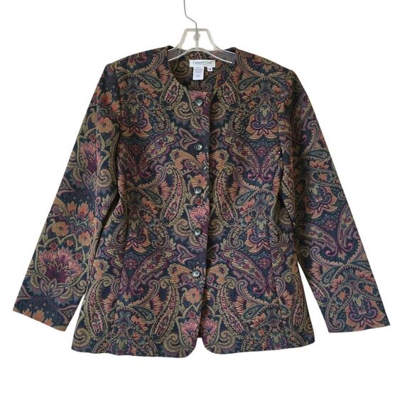 COLDWATER CREEK Paisley Patterned Women's Jacket Blazer Size 10 Embellished - Picture 1 of 6